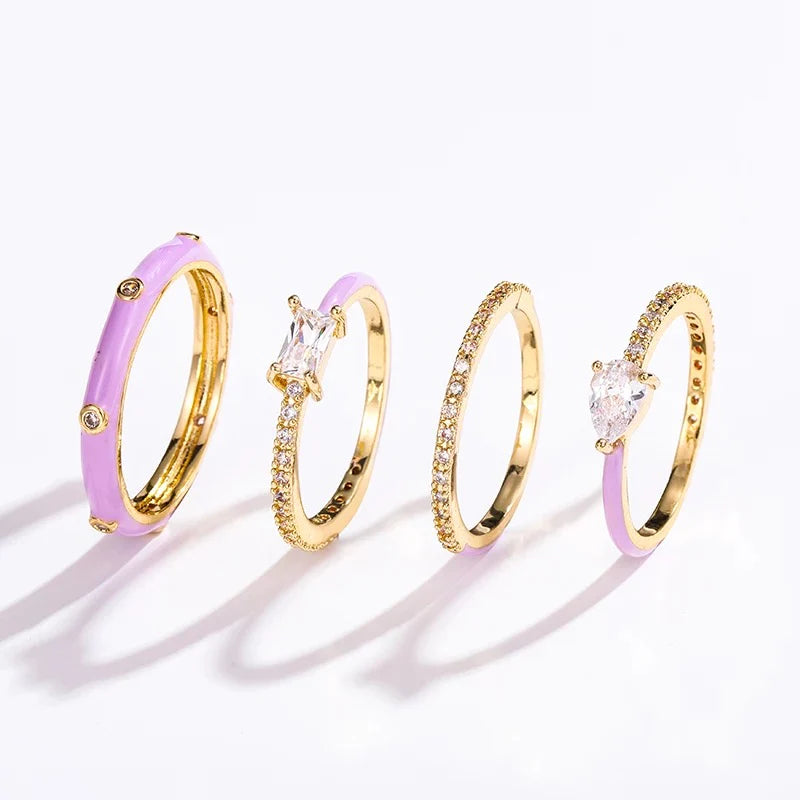 Pastel Glam Ring Set of 4