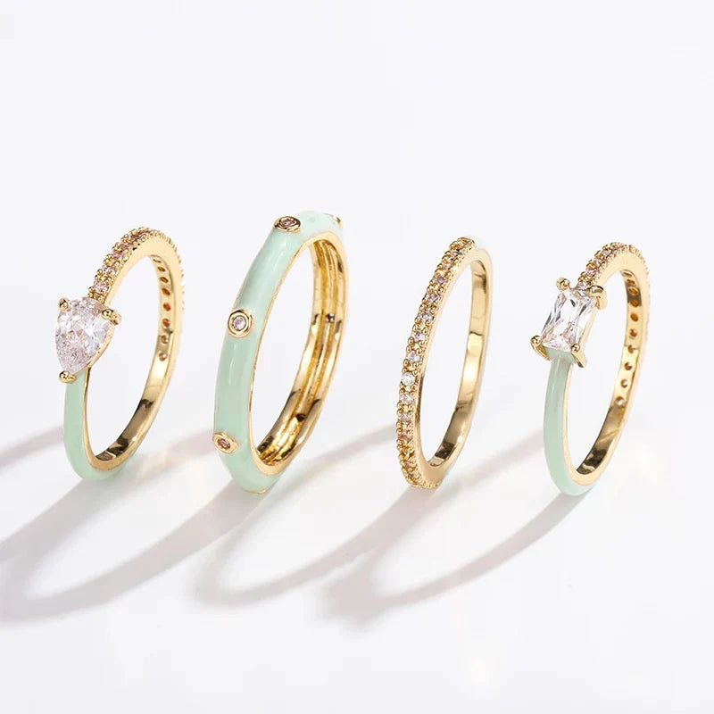 Pastel Glam Ring Set of 4