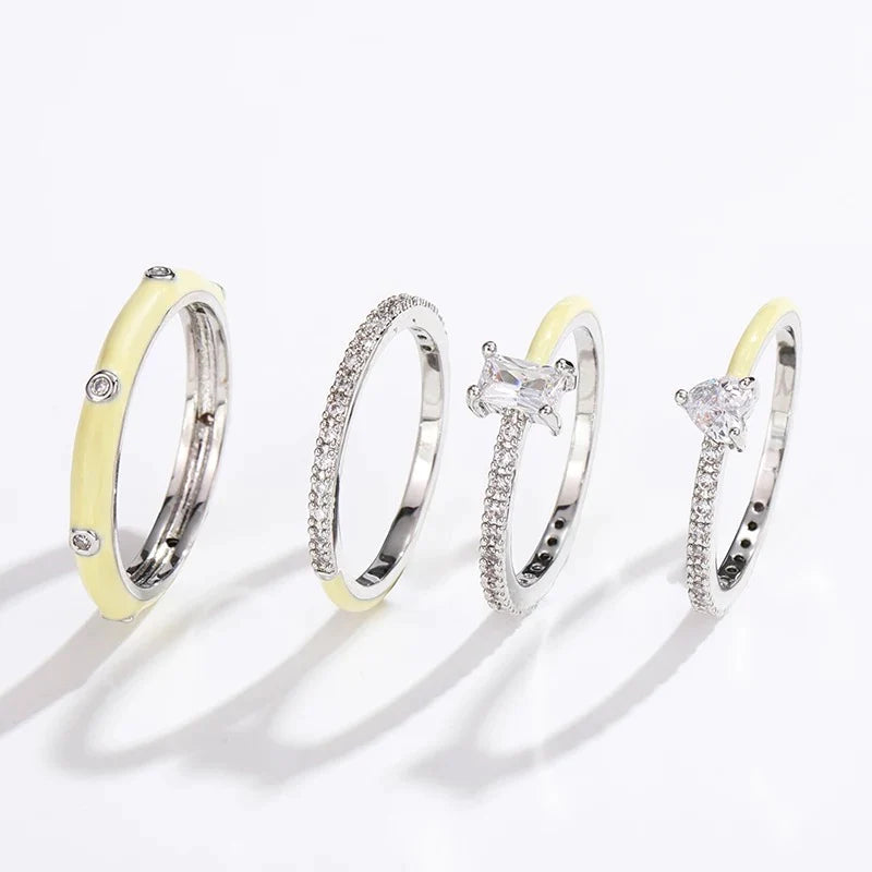 Pastel Glam Ring Set of 4