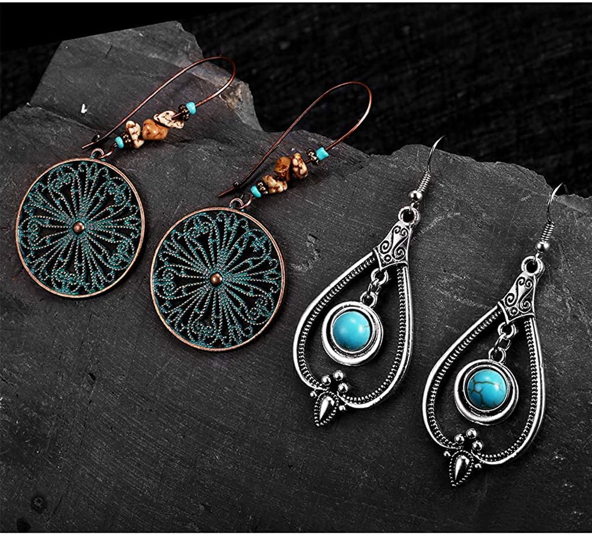 Long Earrings Vintage Drop Dangle Long Earrings for Women Girls Long Bohemian Earrings Set Boho Jewelry 8 Pairs